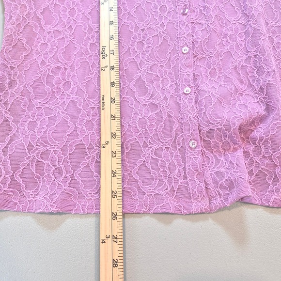 Style & Co Woman Lilac Floral Lace Button‎ Up Sheer Shirt Plus Size 2X Romantic - Picture 12 of 12